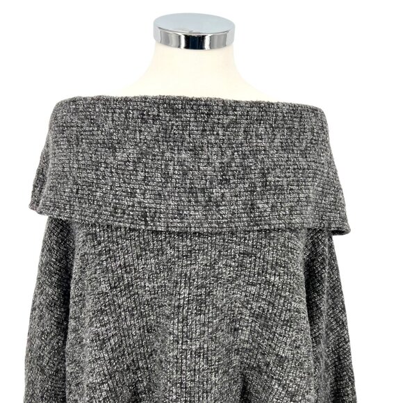 Bobi Los Angeles Off-Shoulder Half Sleeve Knit Top Charcoal Gray Size Medium - Picture 2 of 10
